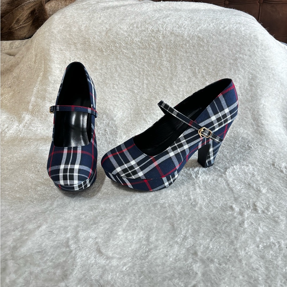 Plaid Mary Jane Heels